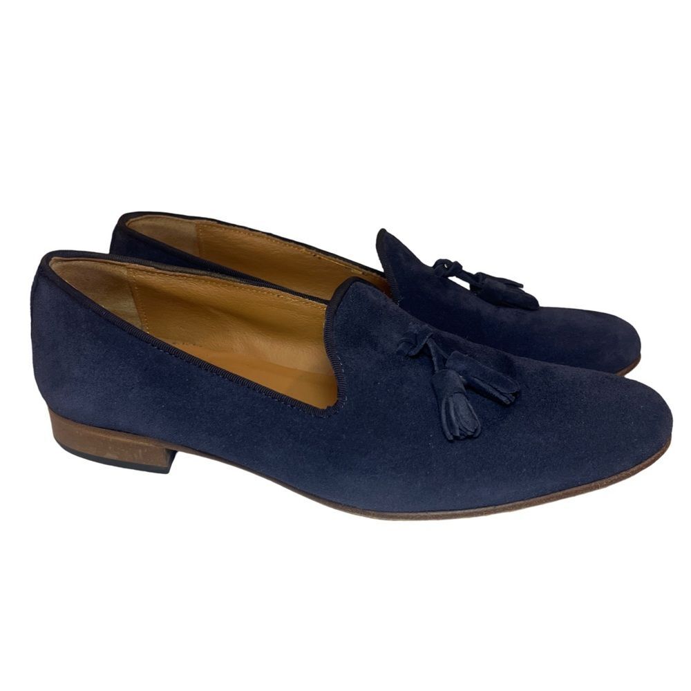 Leonardo Principi Blue Suede Loafers with Tassles